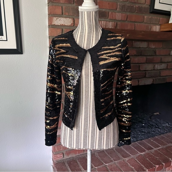 Lover + Friends Excusez Moi Sequin Jacket in Wildcat Sz XS - Picture 4 of 12